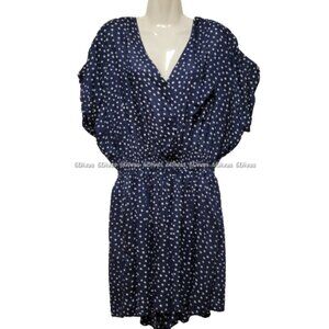 NEW Blue and White Polka Dot Rayon Romper Dress  Size L  Size XL - nwot